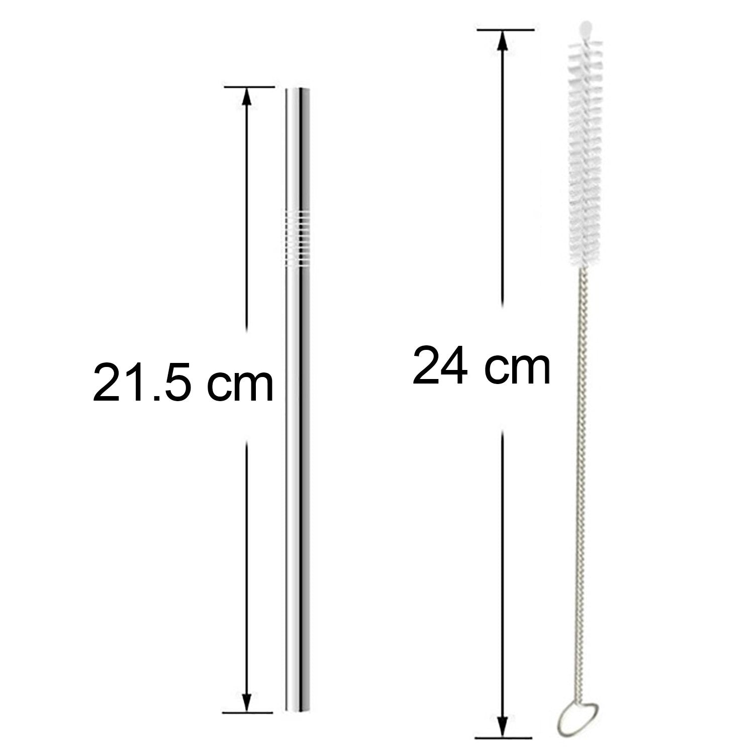 1732 Reusable Stainless Steel Drinking Straws Straight (4 Straight Straws, 1 Brush)