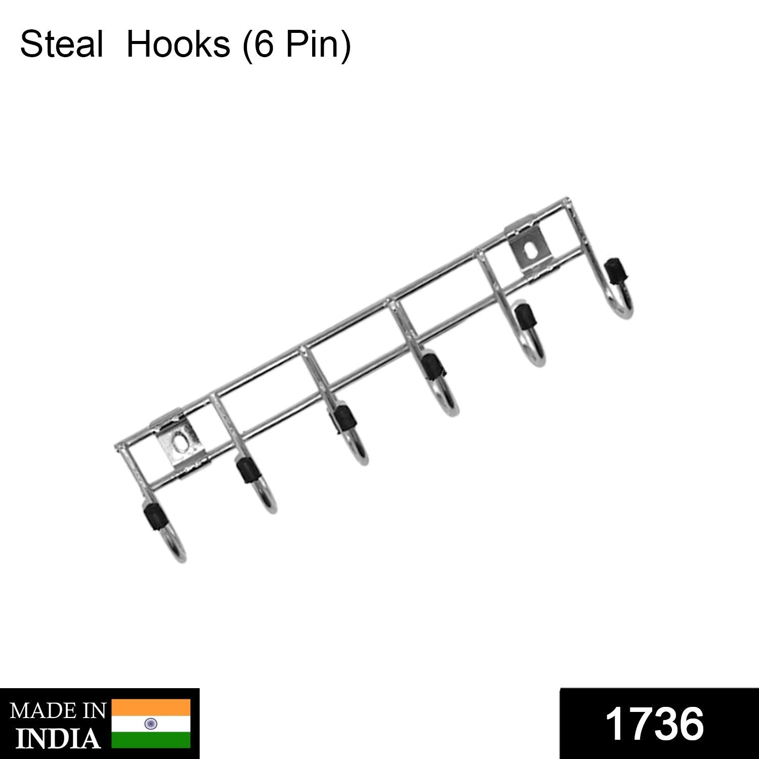 1736 Multipurpose Stainless Steal Hanger Strip Hooks (6 Pin)