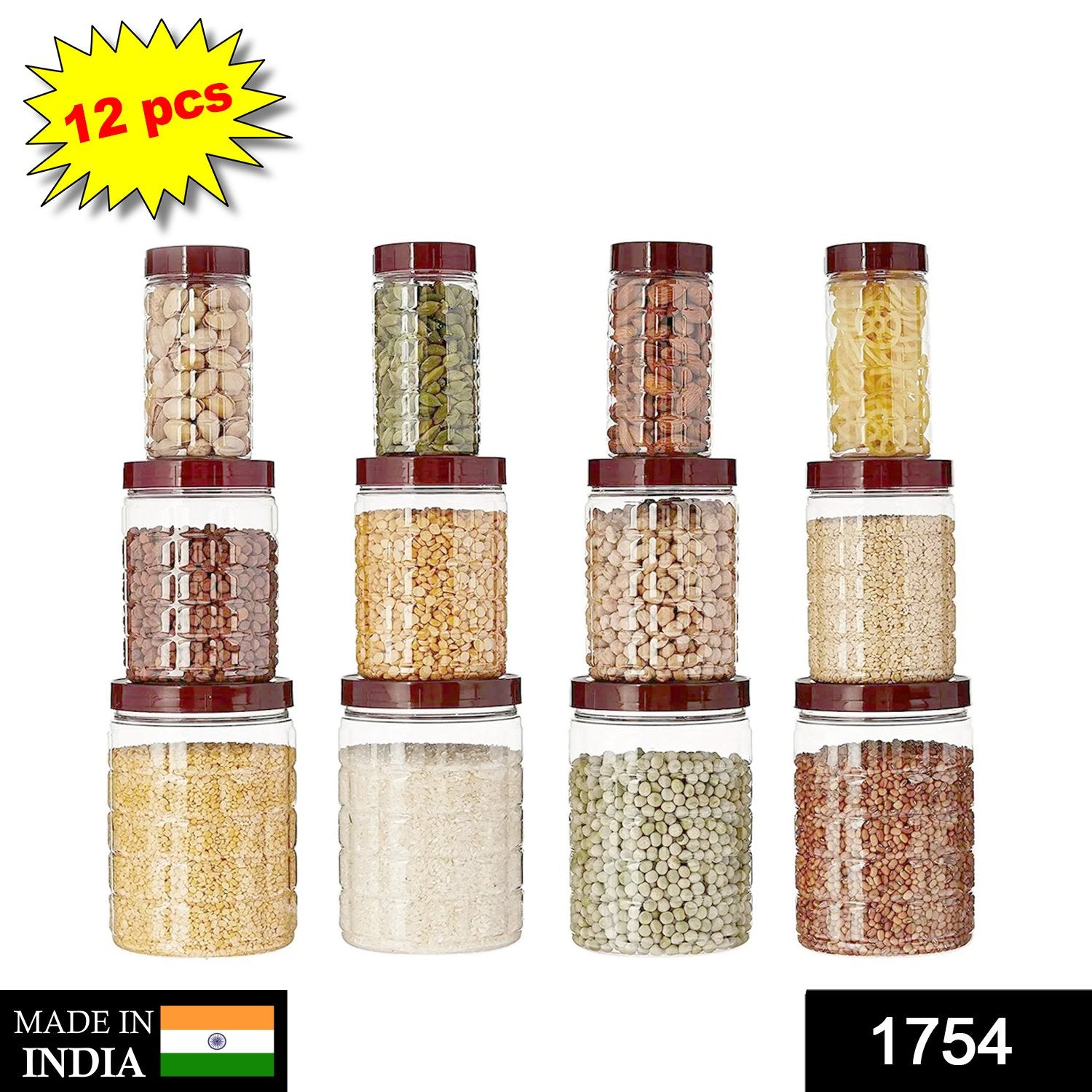 1754 Zig zag Silver Storage Container Gift Set For Kitchen 12 Pcs