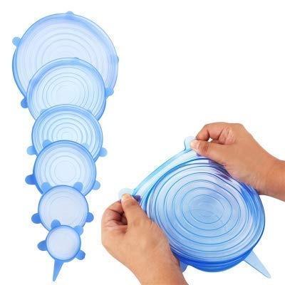 2154 Silicone Stretch Lids Reuseable Microwave Safe Flexible Covers (Set of 6) (Loose Pack) - SkyShopy