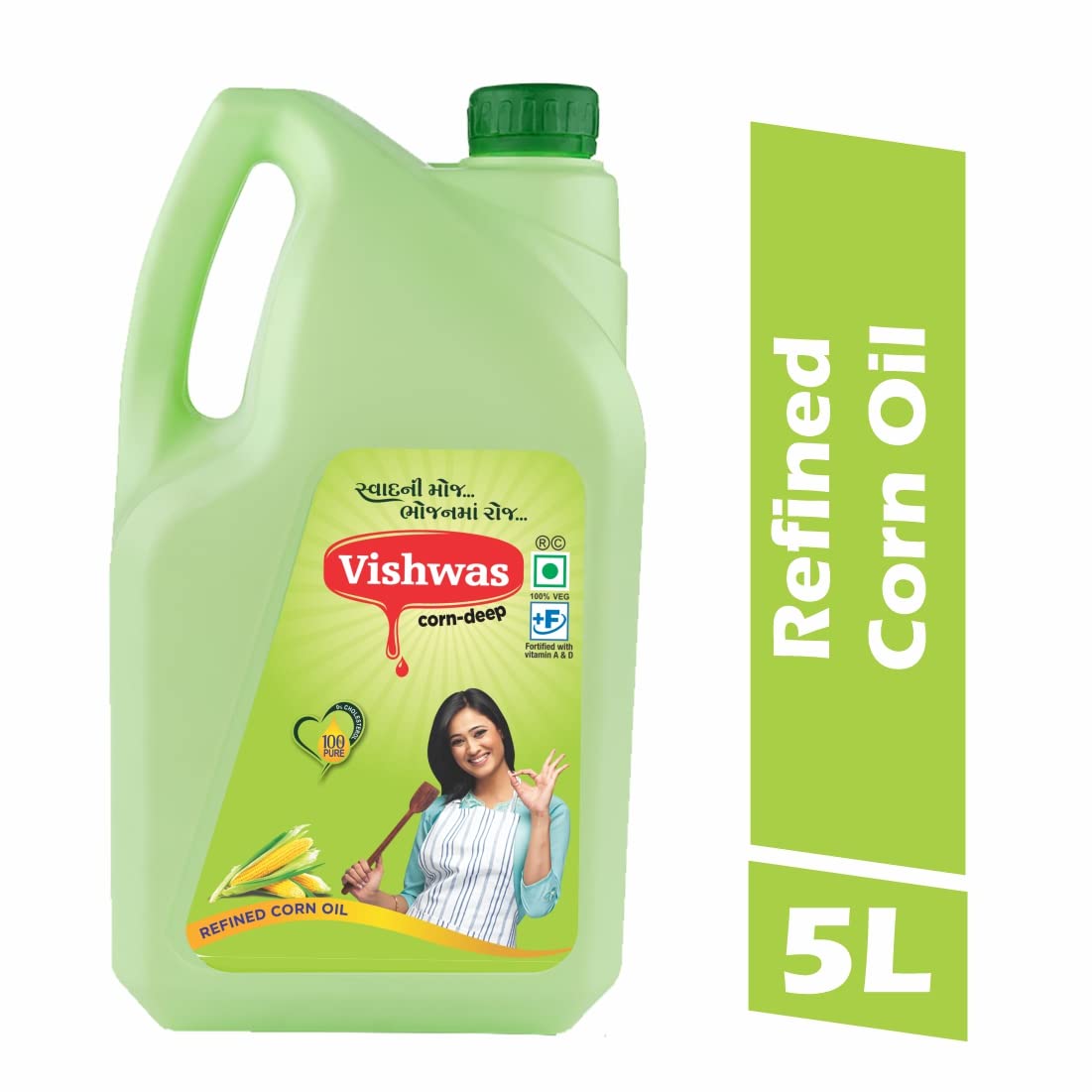 5993 Vishwas Refined Corn Oil 5 Litre Bottle | Makai Oil 100% Pure Corn Cooking Oil | Pure Edible Corn Oil 5L