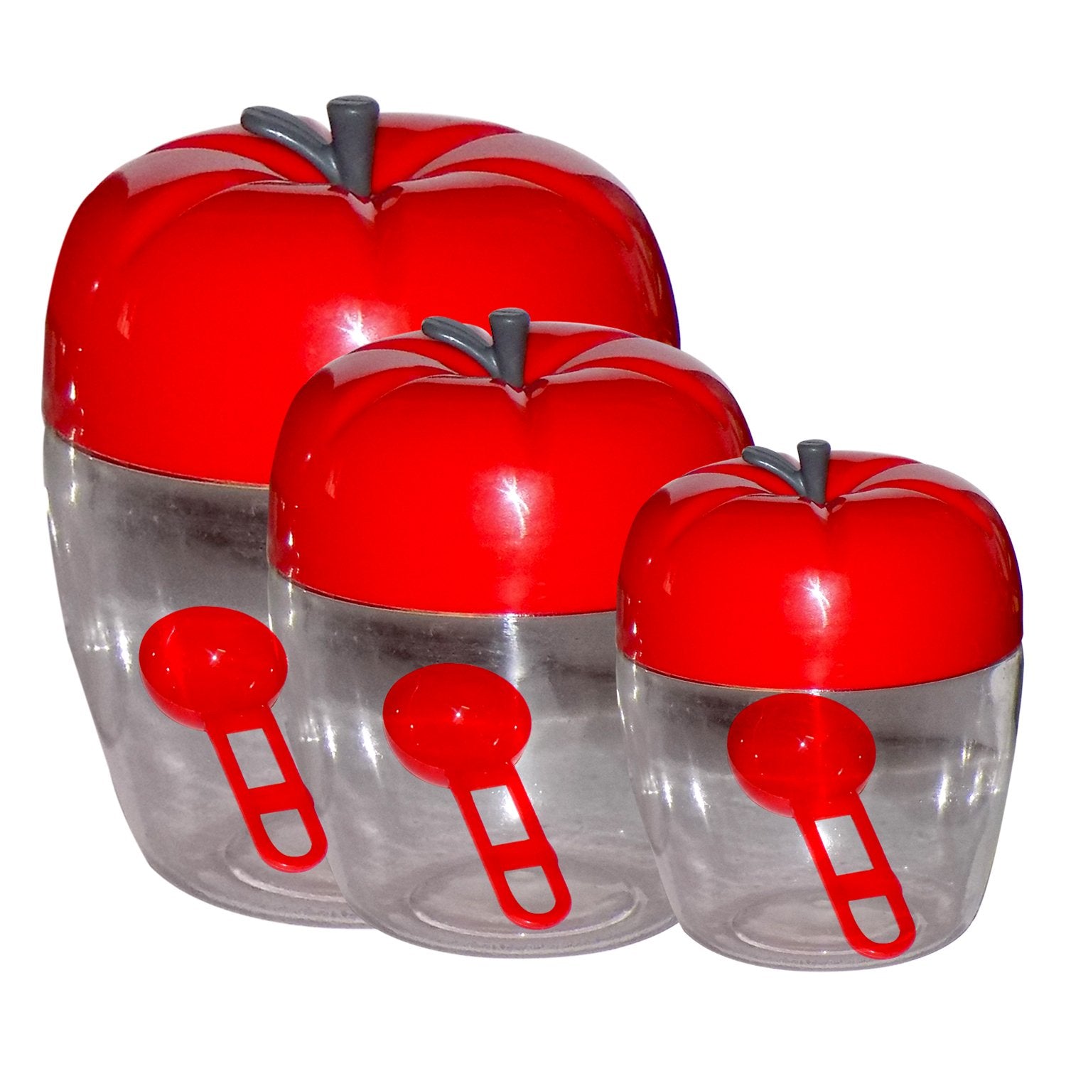 2275 Apple Shape Plastic Container 3-Pcs Set (1500ml,800ml,500ml) - SkyShopy