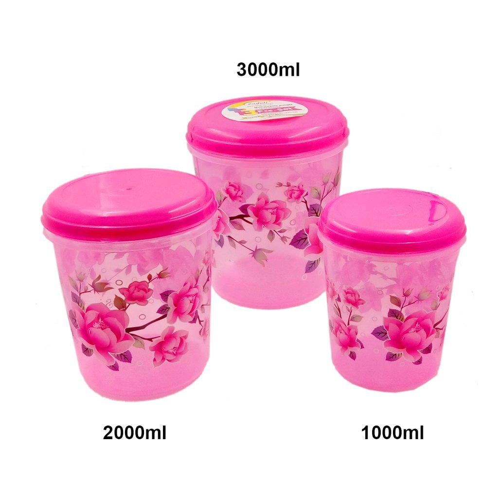 3684 Food Storage Containers Kitchen Containers for Storage Set 1000 ml, 2000ml, 3000 ml (Set of 3) (multicoloured) - SkyShopy