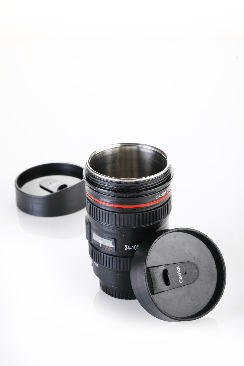 0720 Camera Lens Shaped Coffee Mug Flask With Lid - SkyShopy