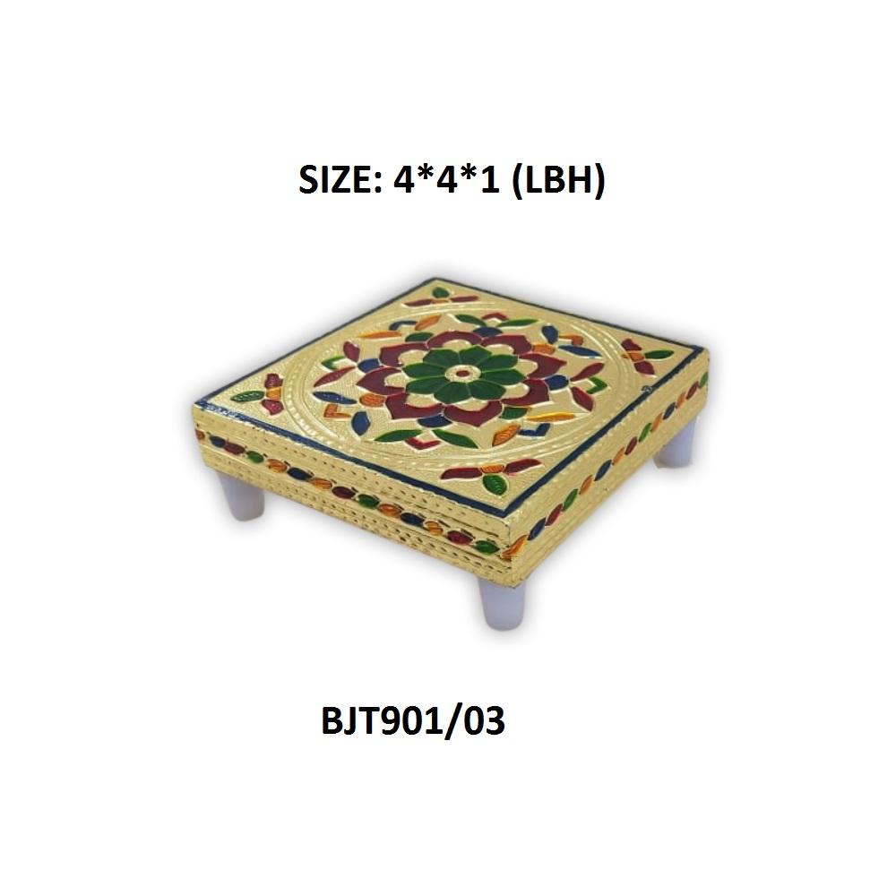 2122 Multipurpose Traditional Decorative Design Wooden Chowki/Bajot - SkyShopy