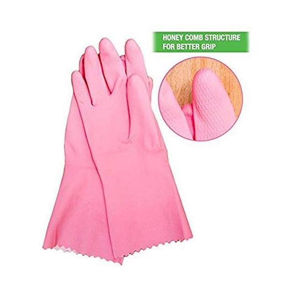 0655 - Cut Glove Reusable Rubber Hand Gloves (Pink ) - 1 pc - SkyShopy