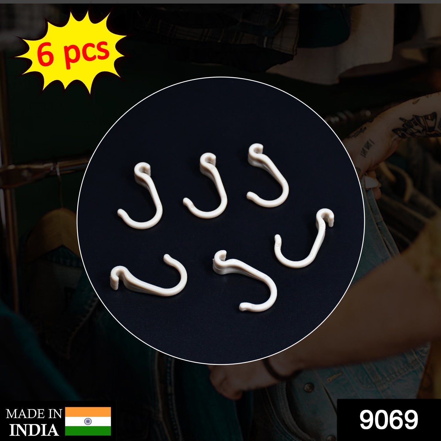 9069 6pc Small plastic hooks DeoDap