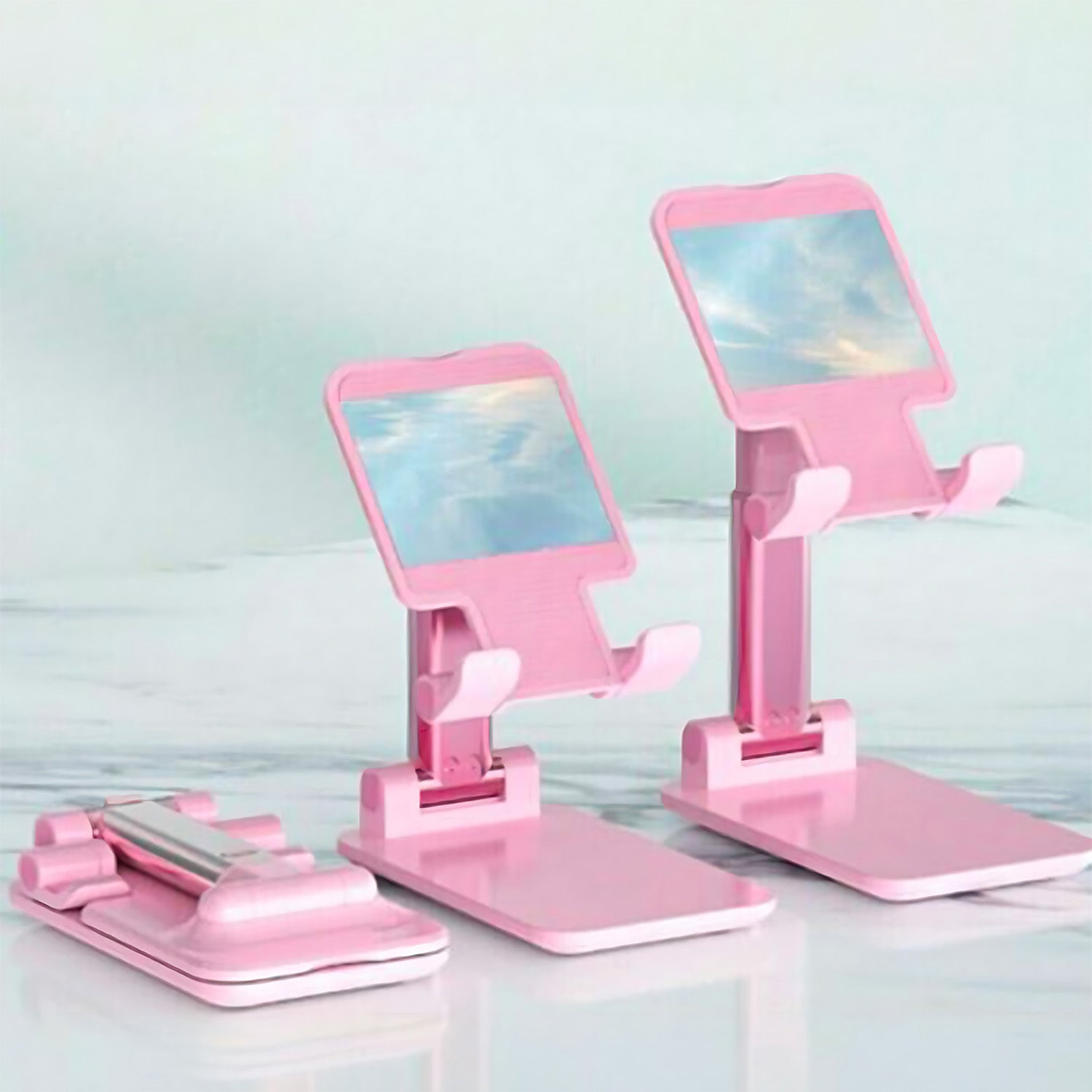 6636A DESKTOP CELL PHONE STAND PHONE HOLDER WITH MIRROR FULL 3-WAY ADJUSTABLE PHONE STAND FOR DESK HEIGHT + ANGLES PERFECT AS DESK ORGANIZERS AND ACCESSORIES