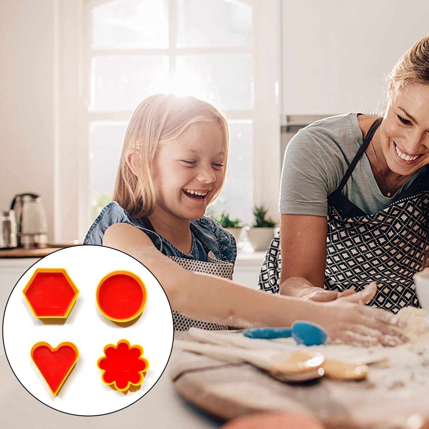 2424 Cookie Cutter with Shape Heart Round Star and Flower (4 Pack) - SkyShopy