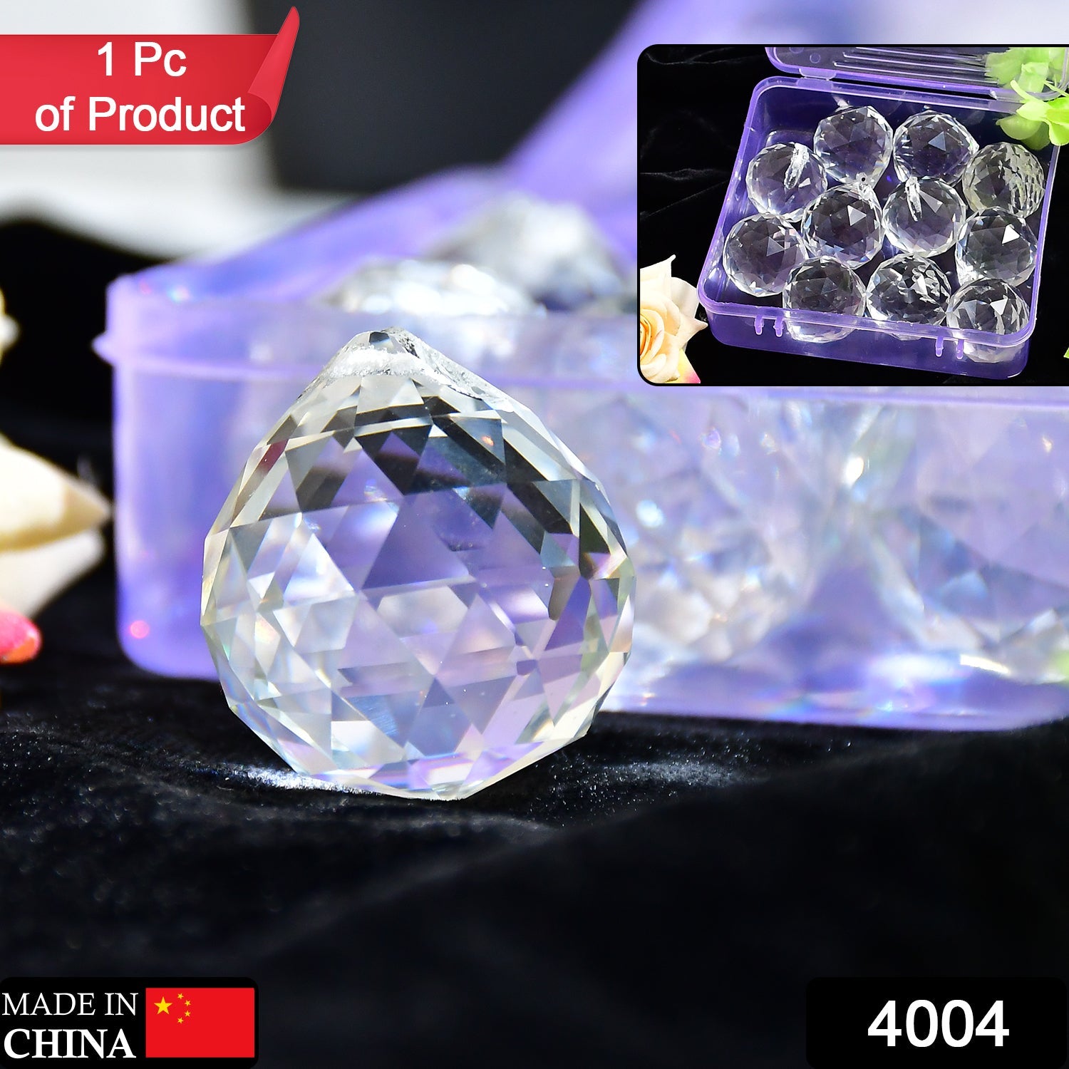 4004 White Crystal Ball Hanging Crystal Ball for Home and Office or Car Decor. (moq - 12pc) DeoDap