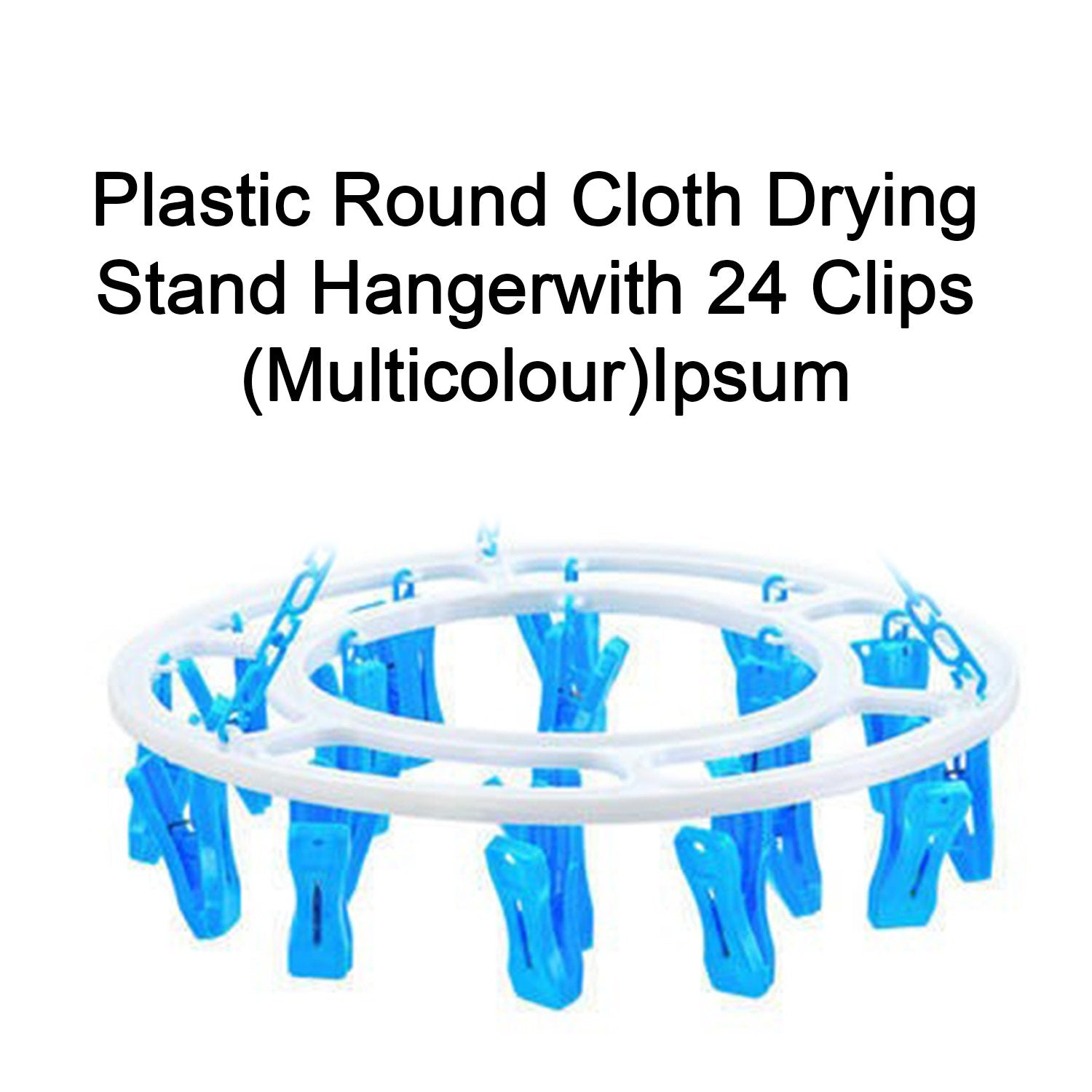 1367 Plastic Round Cloth Drying Stand Hanger with 24 Clips (Multicolour) - SkyShopy