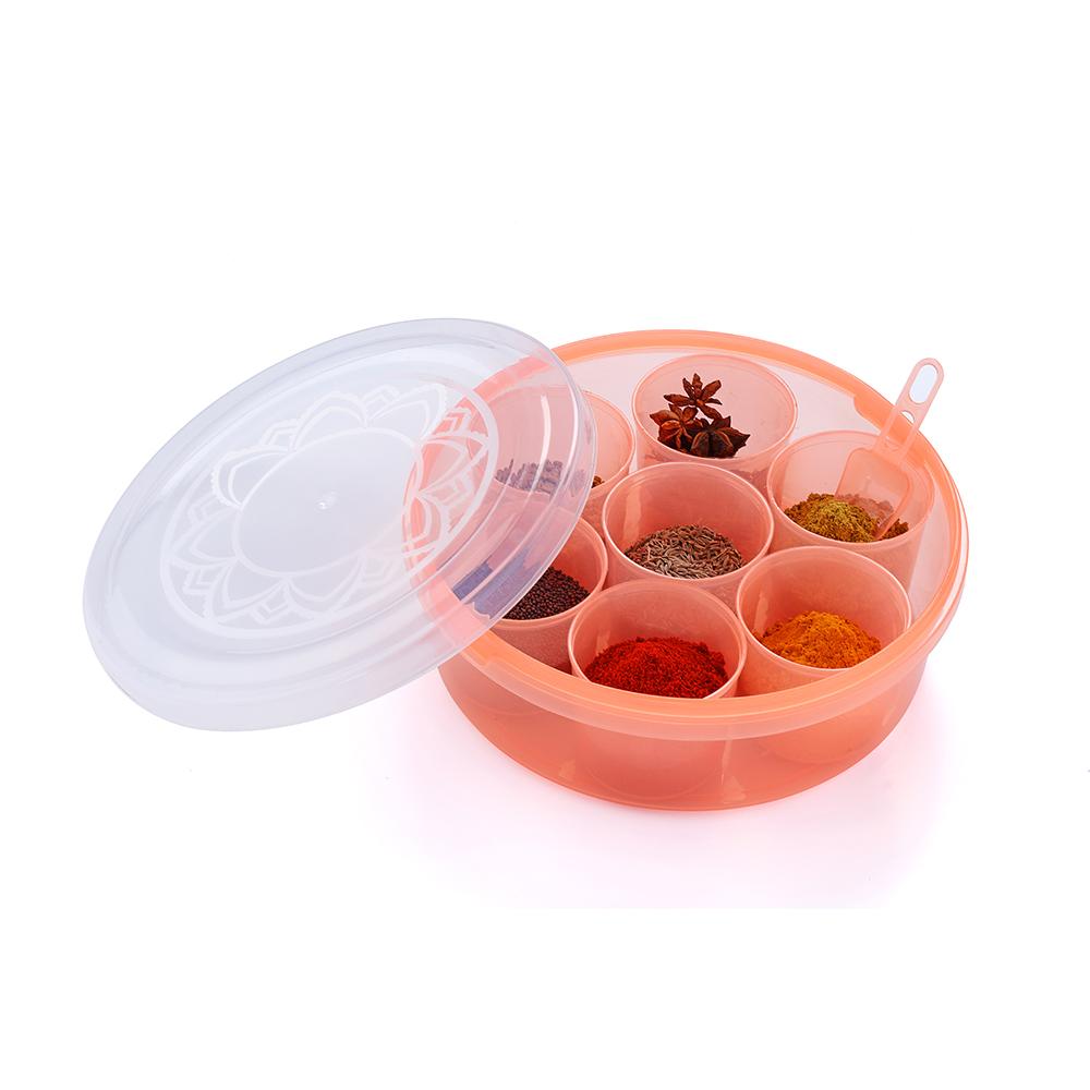 2026 Maitri Plastic Round Spice Box / Masala Dabba - Spice Jar (7pcs) - SkyShopy