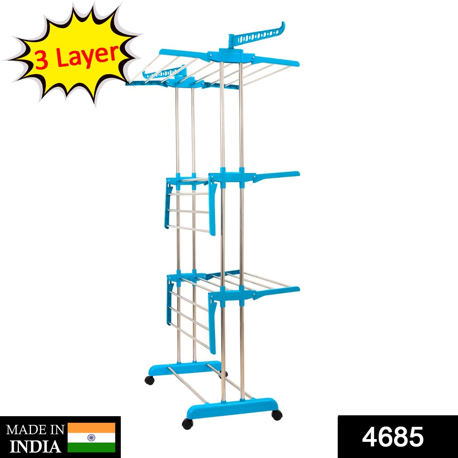 4685 Stackable 3 Layer Folding Clothes Rack DeoDap