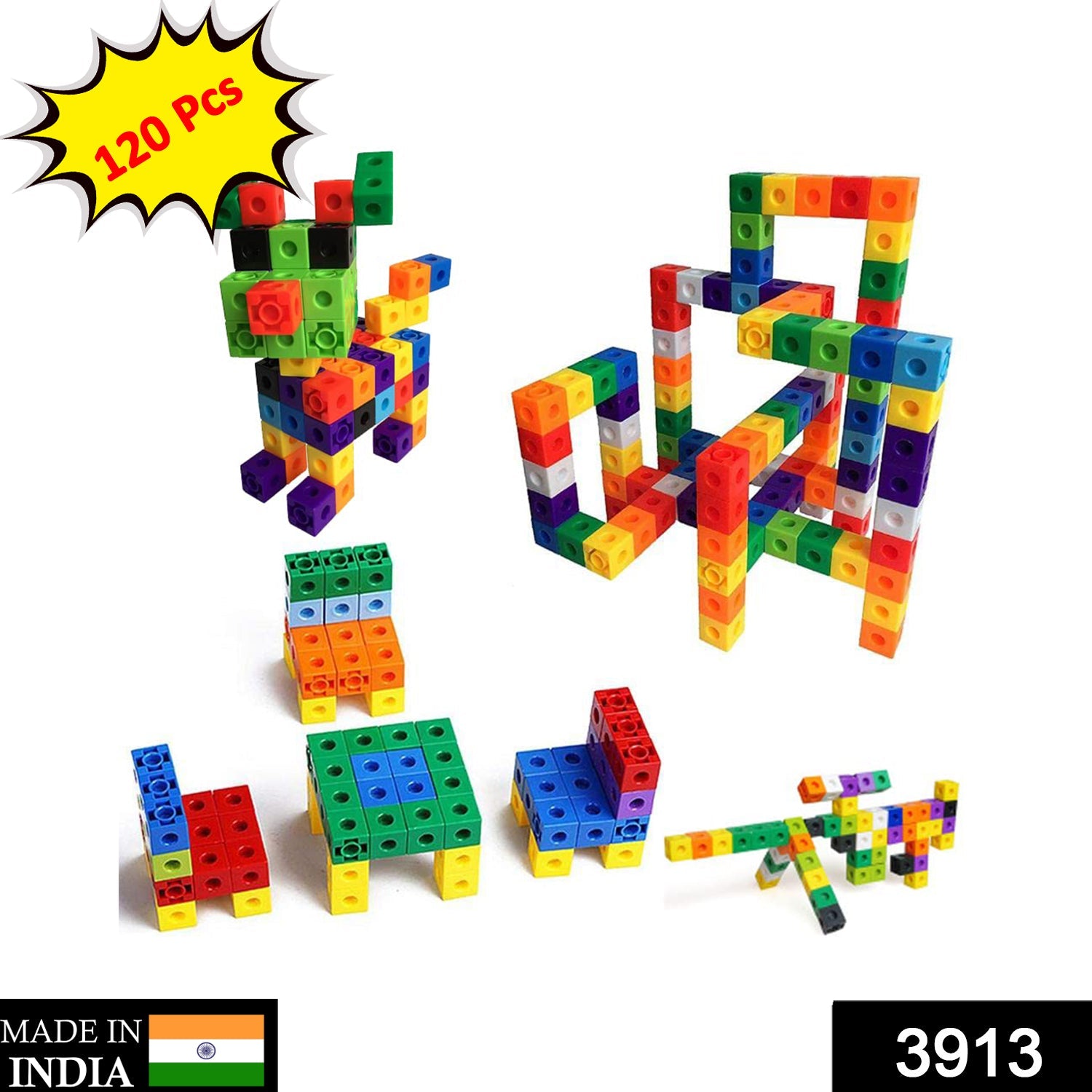 3913 120 Pc Cube Blocks Toy used in all kinds of household and official places specially for kids and children for their playing and enjoying purposes.