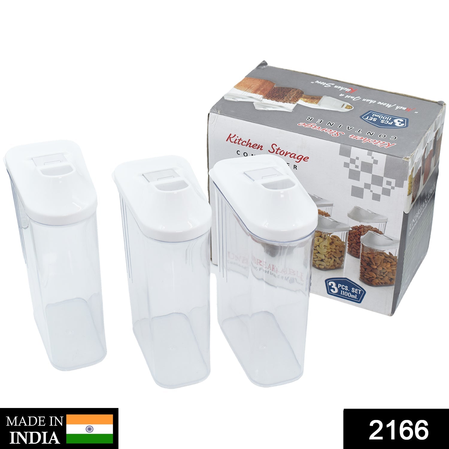 2166 Easy Flow Kitchen Container Jar Cereal Rice Pasta Grains Plastic Dispenser Storage Box DeoDap