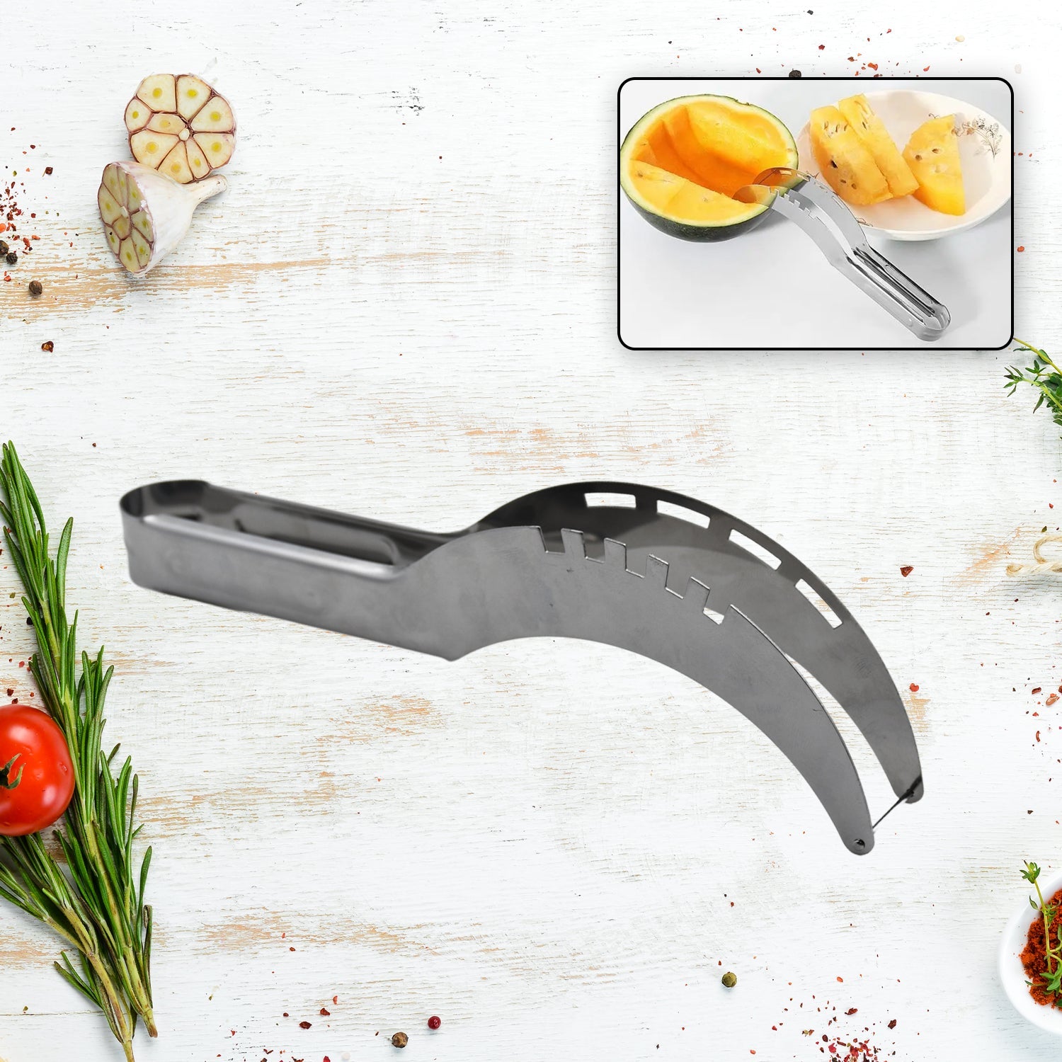 2047l Stainless Steel Watermelon Cantaloupe Slicer Knife, Corer Fruit, Vegetable Tools Kitchen