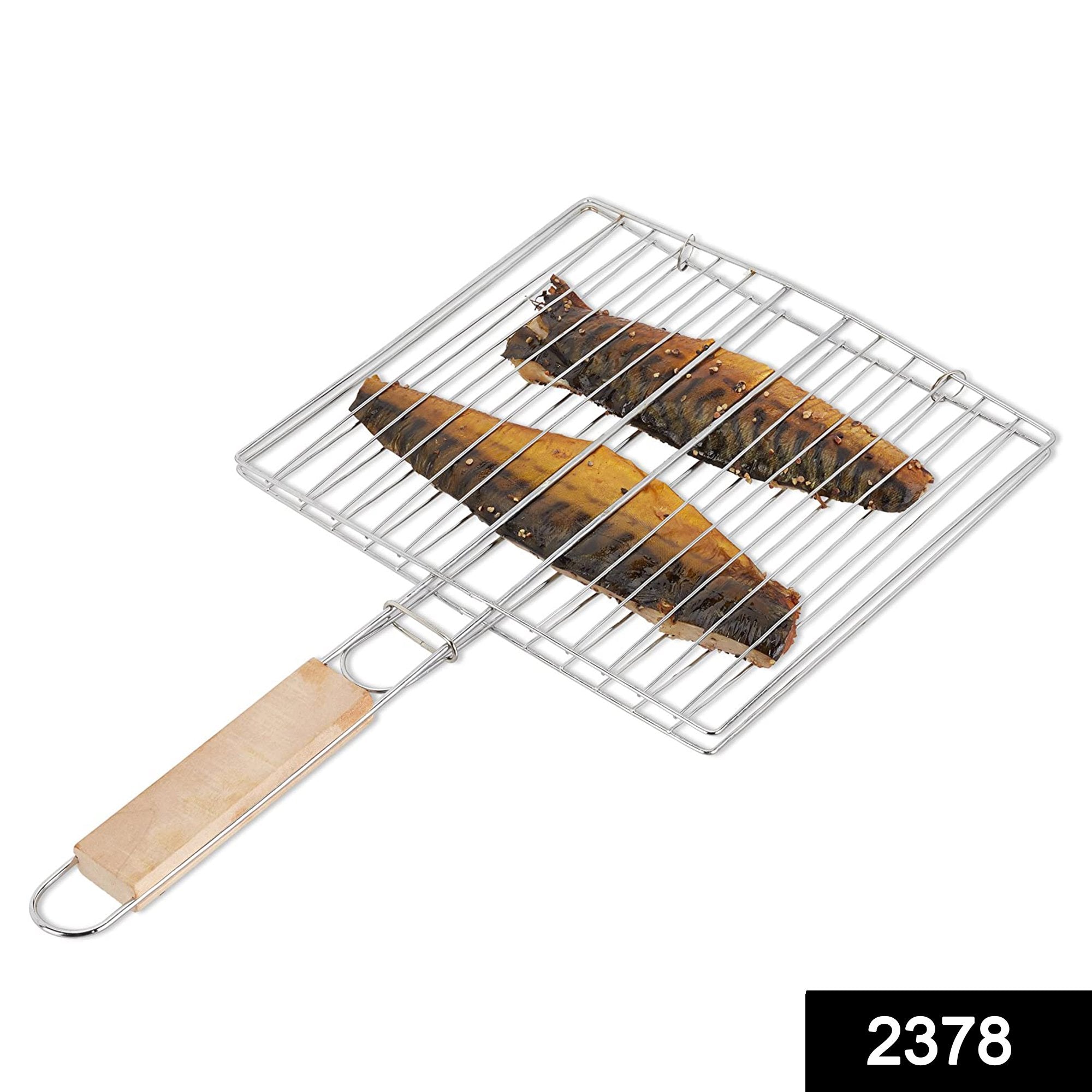 2378 Kitchen Square Roaster Papad Grill Barbecue Grill with Wooden Handle - SkyShopy