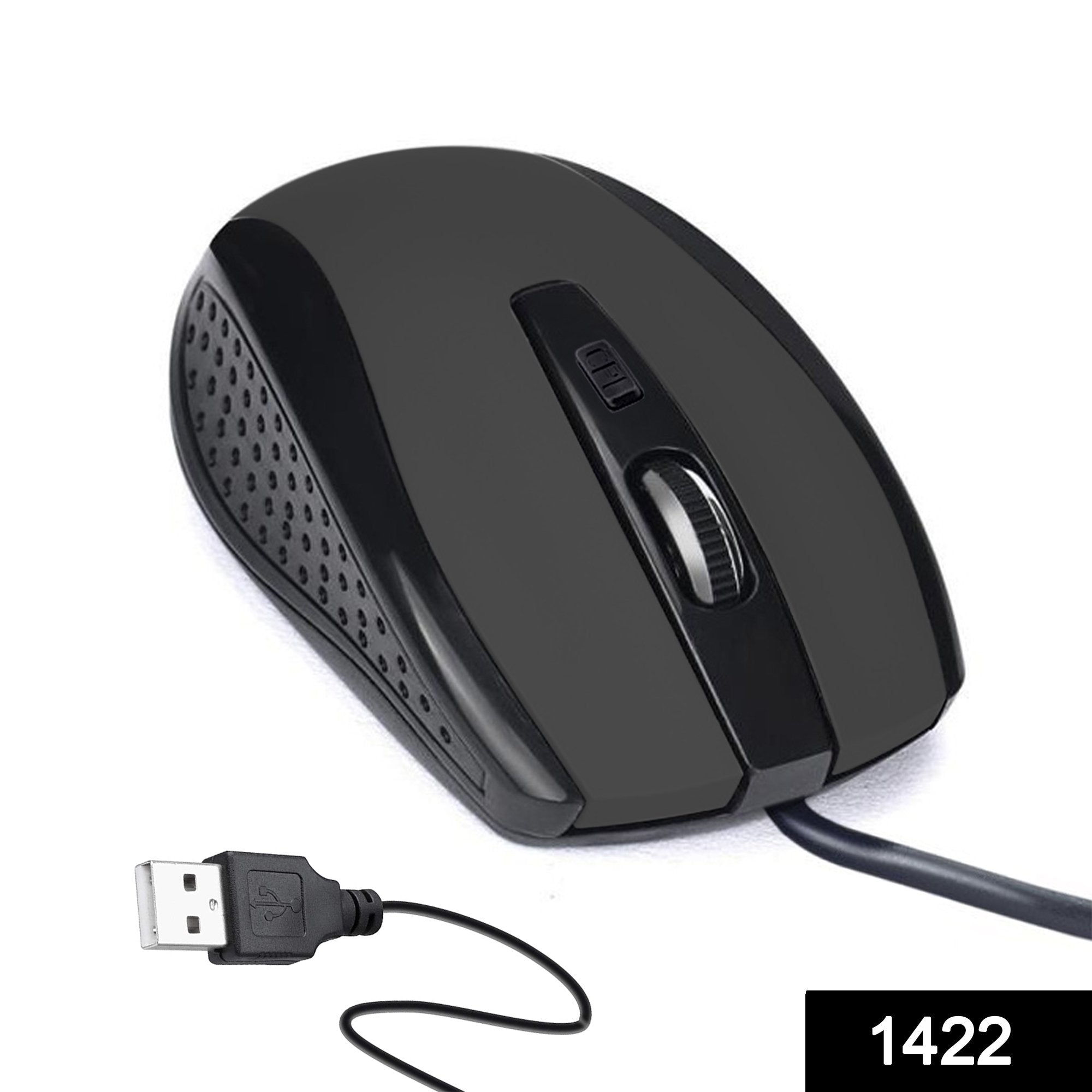1422 Wired Mouse for Laptop and Desktop Computer PC With Faster Response Time (Black) - SkyShopy