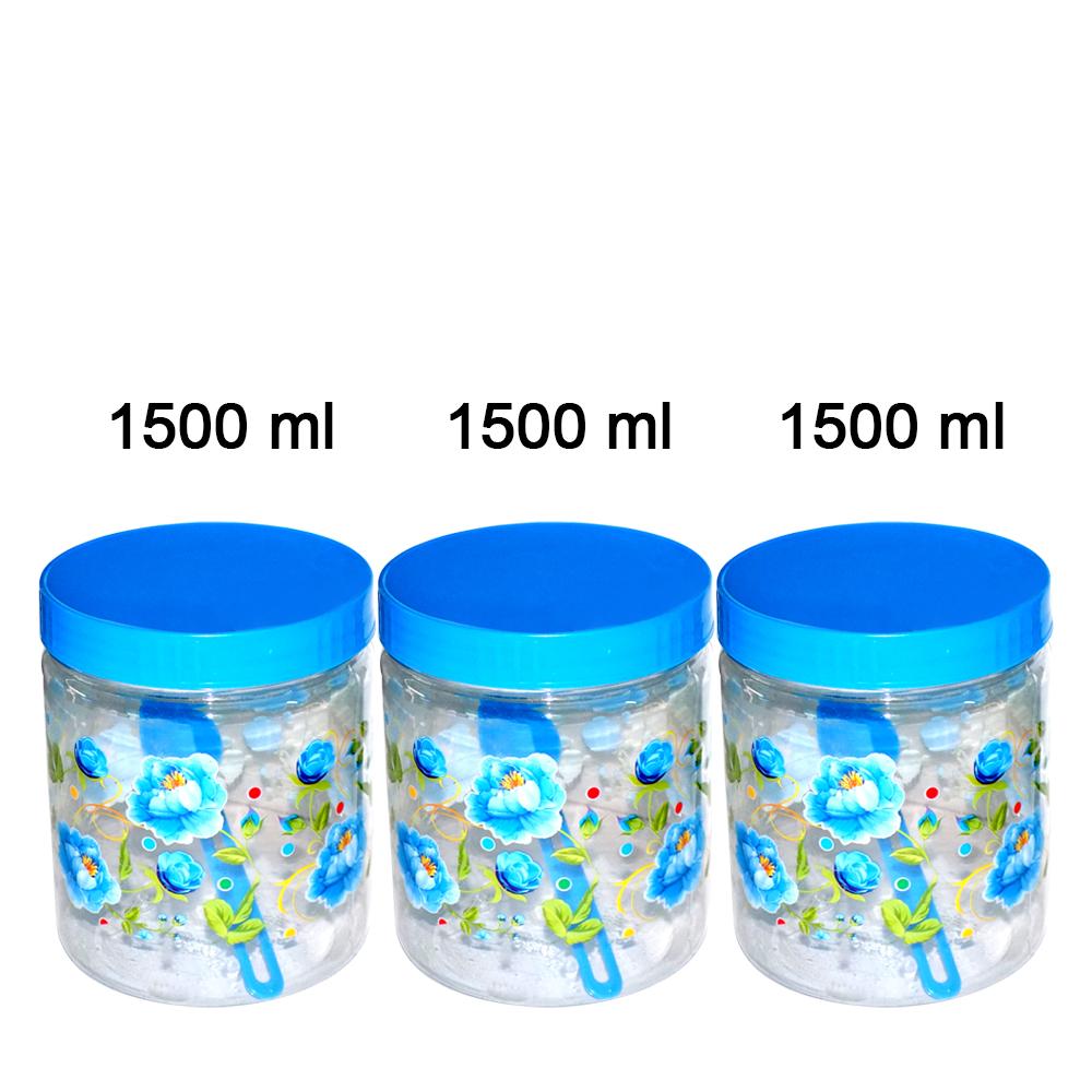 3678 Round Vacuum Seal airtight Food Storage Canister 1500ml (Multicoloured) (Set of 3) - SkyShopy