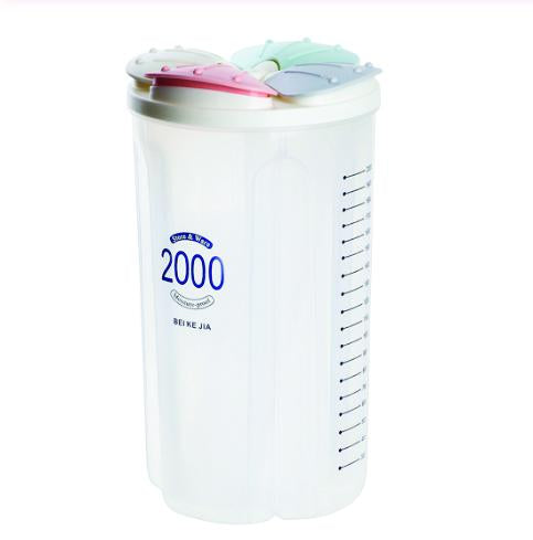 0766 Kitchen Storage - Transparent Sealed Cans/Jars/Storage Box 4 Section (2000ml) - SkyShopy