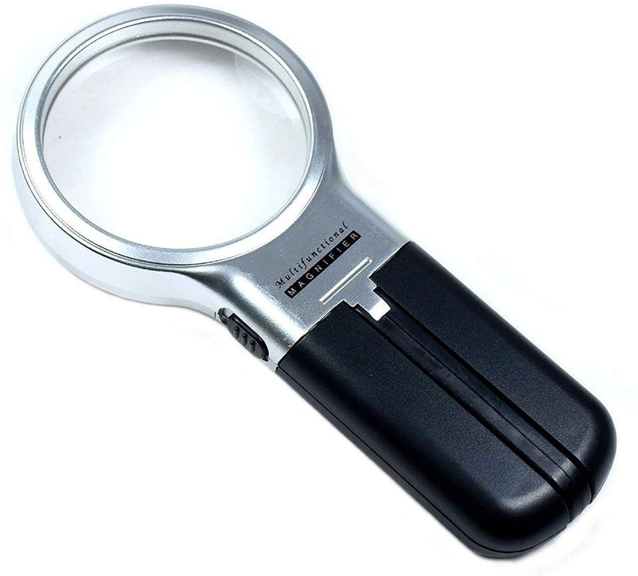 0528 Multifunctional 3-in-1 Hand-Held Folding Lighted High-Powered Magnifier Glass with 3X Zoom and 2 LED Lights - SkyShopy