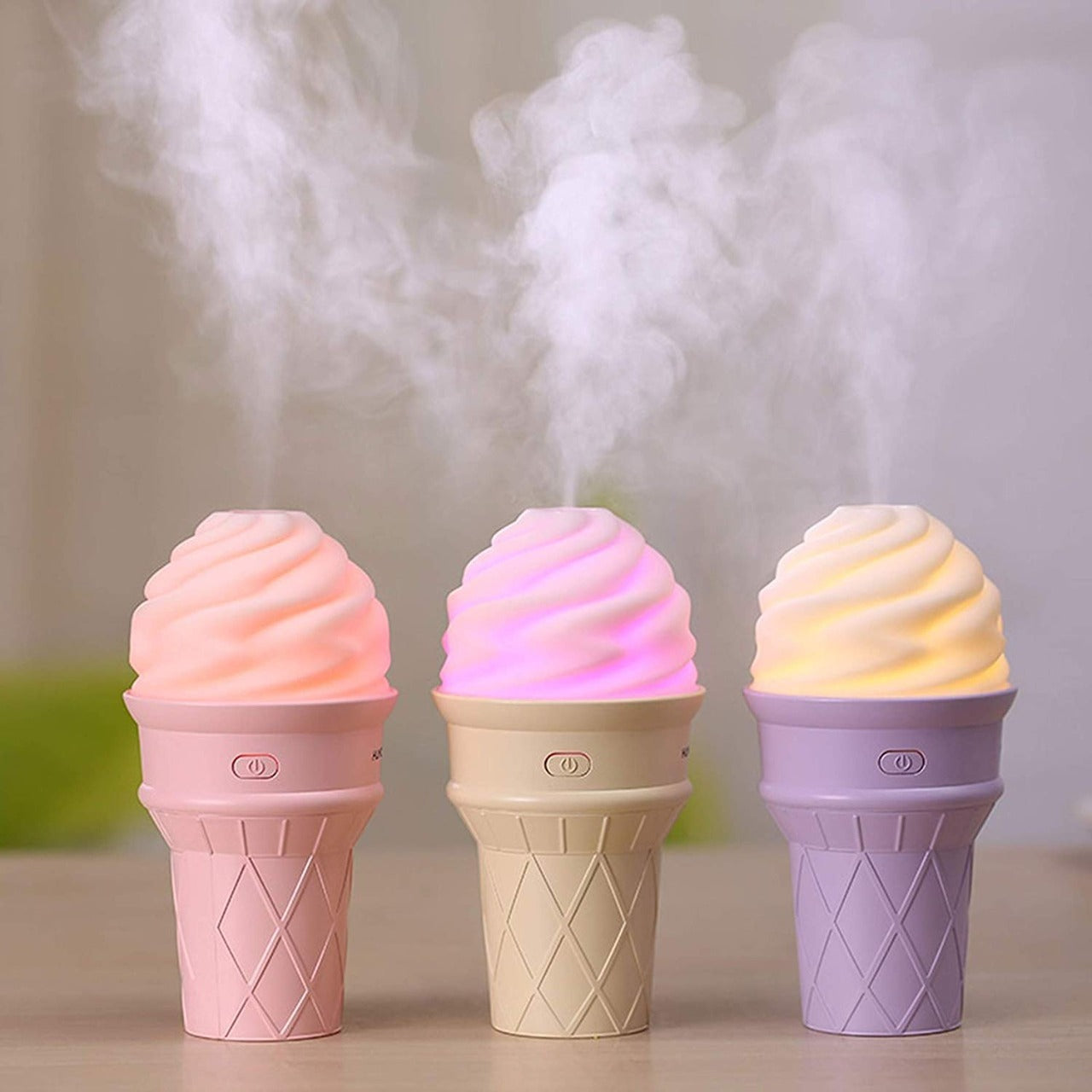 0396 Ice Cream Design LED Humidifier for Freshening Air & Fragrance (Multicoloured)