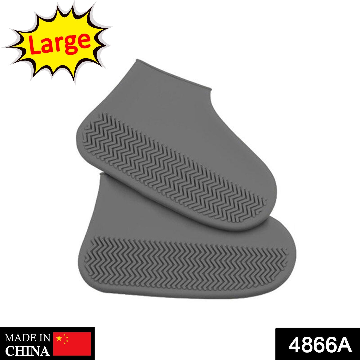4866A NON-SLIP SILICONE RAIN REUSABLE ANTI SKID WATERPROOF FORDABLE BOOT SHOE COVER ( LARGE ) DeoDap