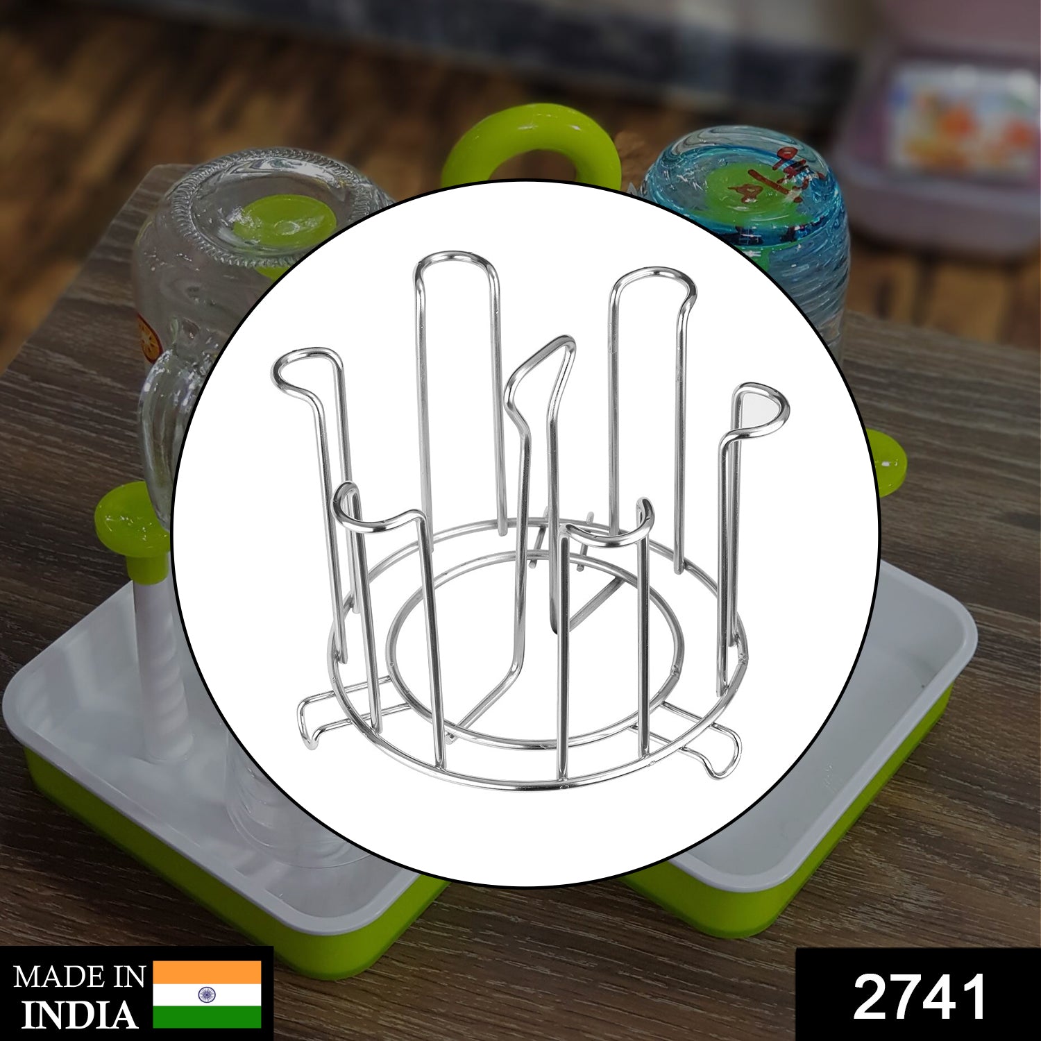 2741 SS Round Glass Stand used for holding sensitive glasses and all present in all kinds of kitchens of official and household places etc. (Moq :-2) DeoDap
