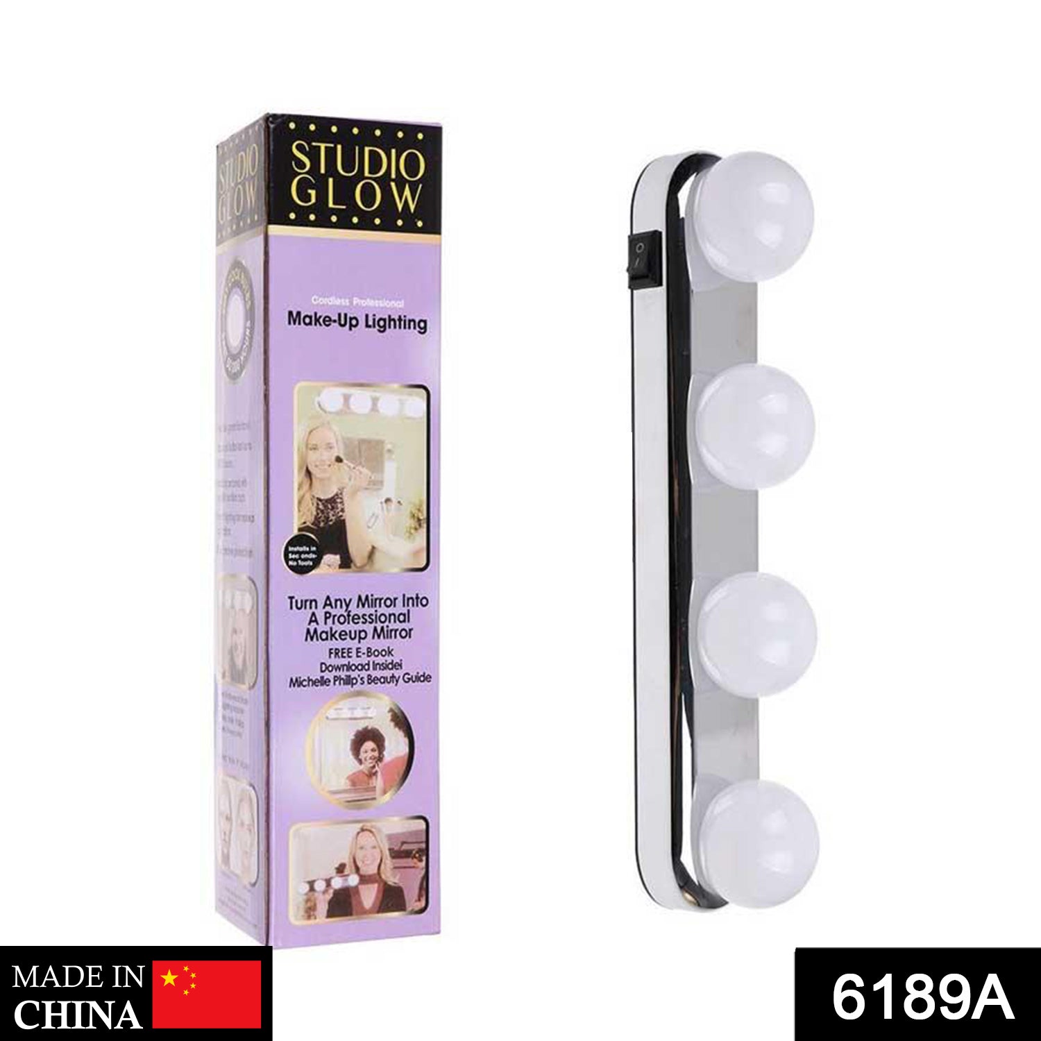 6189A Glow Make Up Light Portable Cosmetic Kit Battery Powered Mirror Lighting Super Bright DeoDap