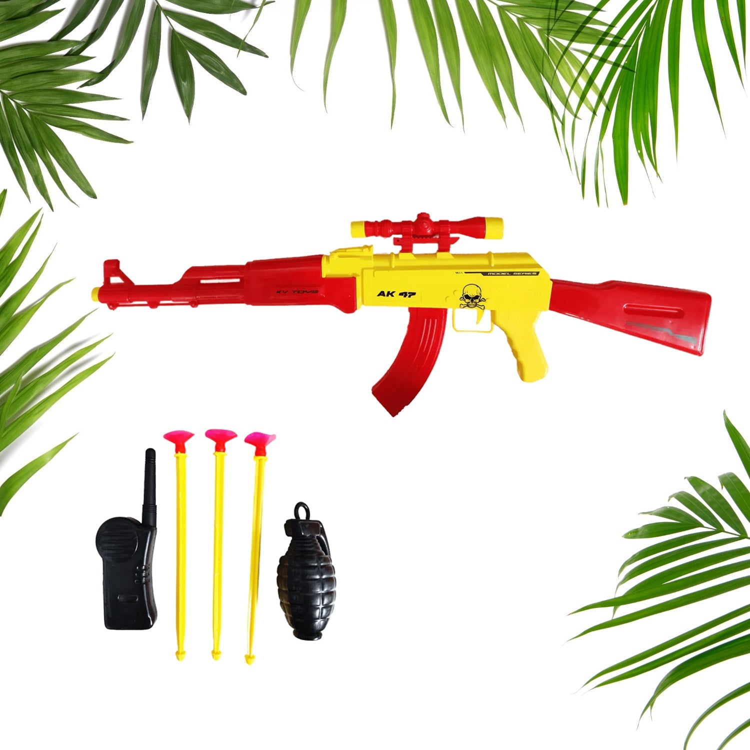 3121 Big Plastic AK 47 Toy Gun for Kids - 26 Inch Gun Toy for Kids Shooting Gun with Arrow Bullets Kids Toy Return Gift Item