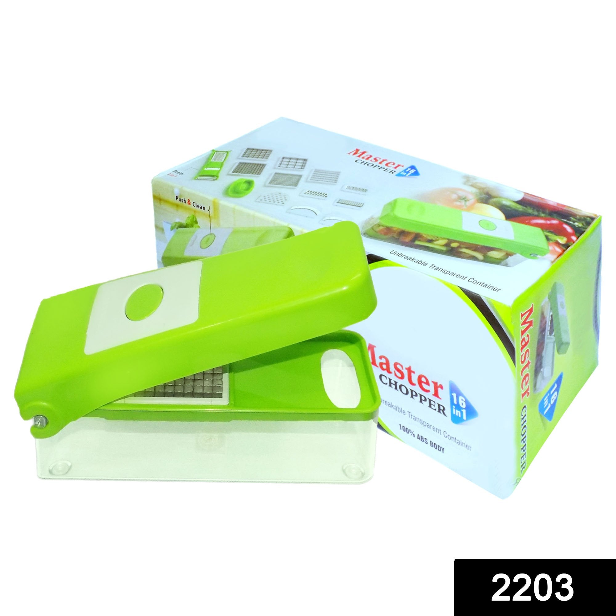 2203 Plastic Big 16 in 1 Dicer with Cutter with easy Push and pull Button - SkyShopy
