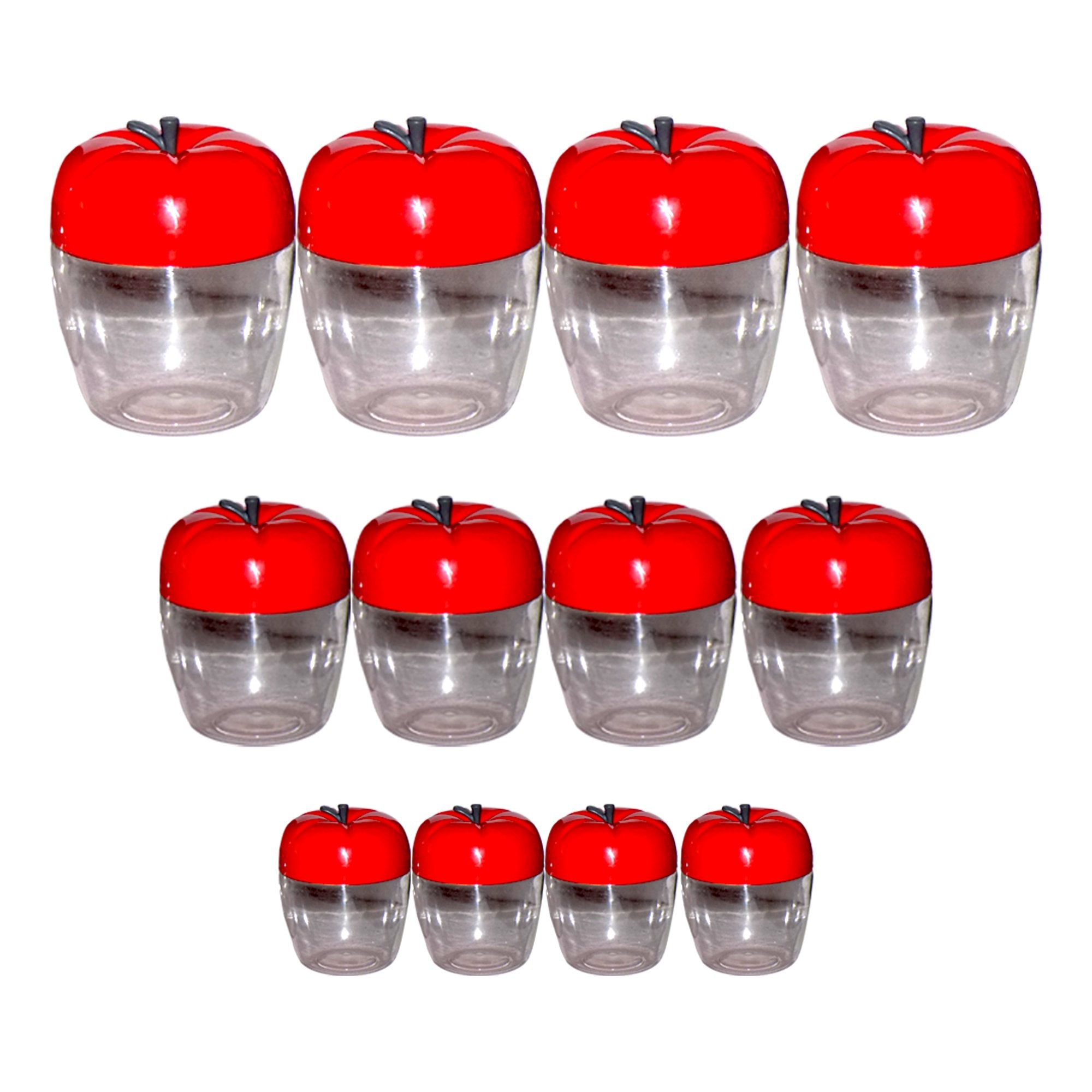 2274 Air Tight Apple Shape Storage Container - 500 ml, 800 ml and 1500 ml (4 Pcs Each Size, 12 Pcs) - SkyShopy