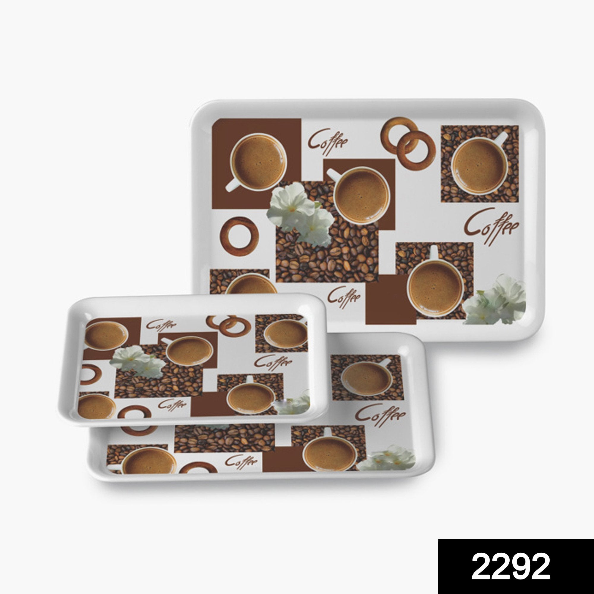 2292 Serving Tray Set  (Pack of 3 Pcs) (Small, Medium, Large) (Multicolour) - SkyShopy