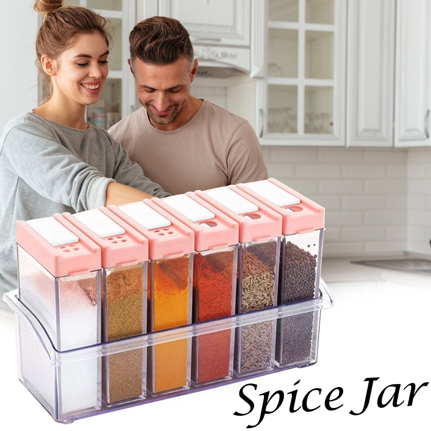 2532 Spice Jar Easy Flow Storage  Each 6Pc Set Of 4 freeshipping - DeoDap