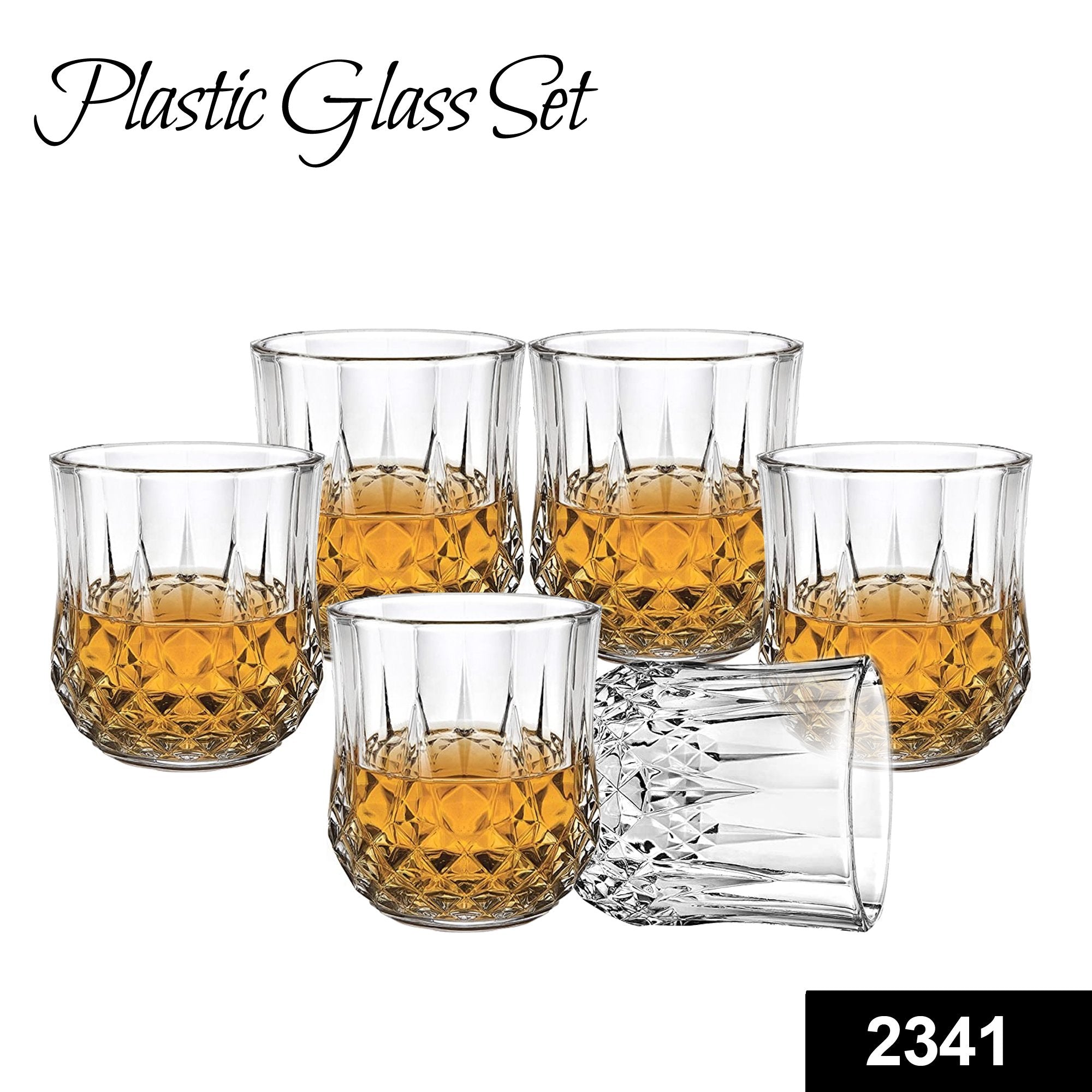2341 Heavy unbreakable Stylish look fully Transparent Plastic Glasses Set 315ml (6pcs) - SkyShopy