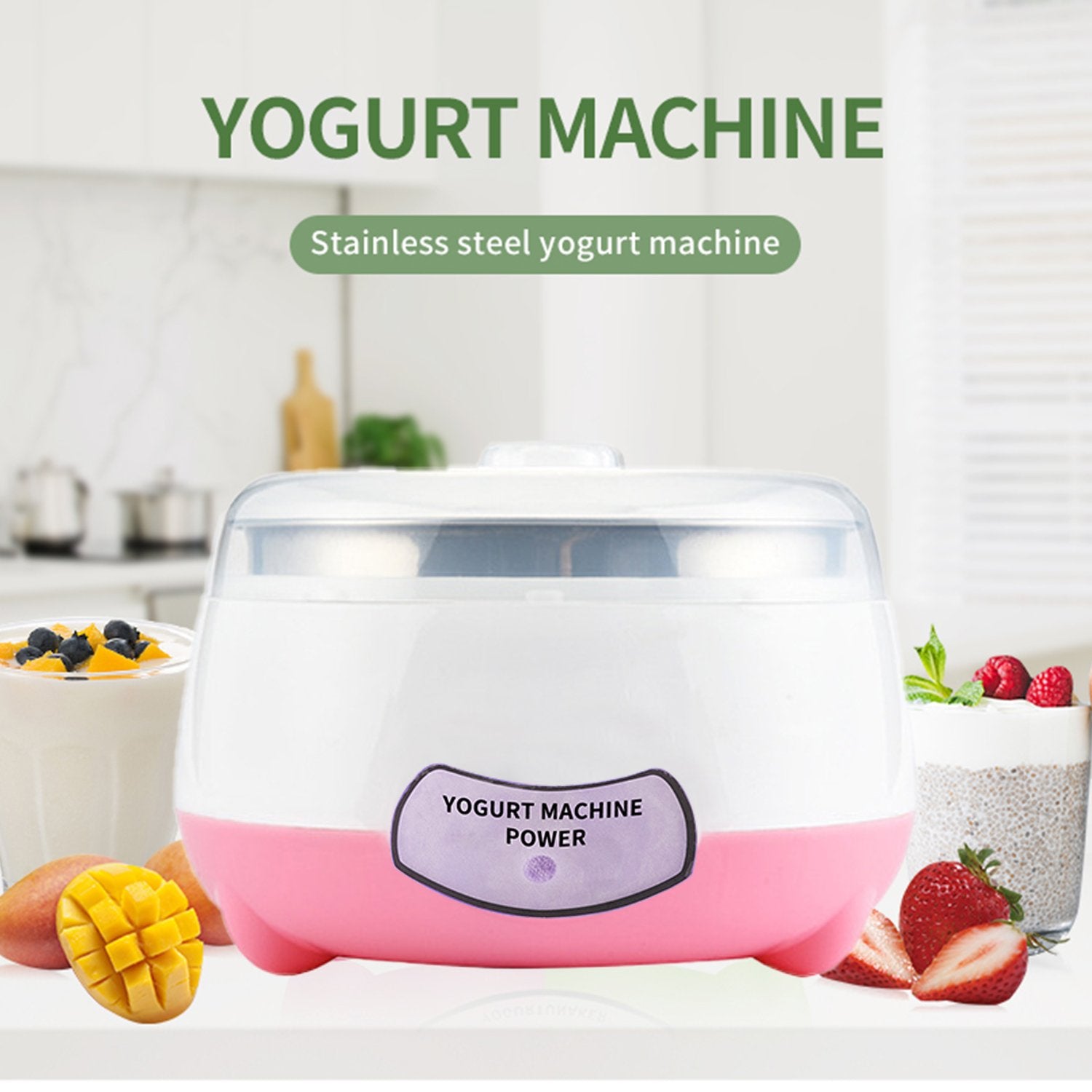 2533 Yogurt Maker Machine, Stainless Steel Inner Container Electric Yogurt Maker