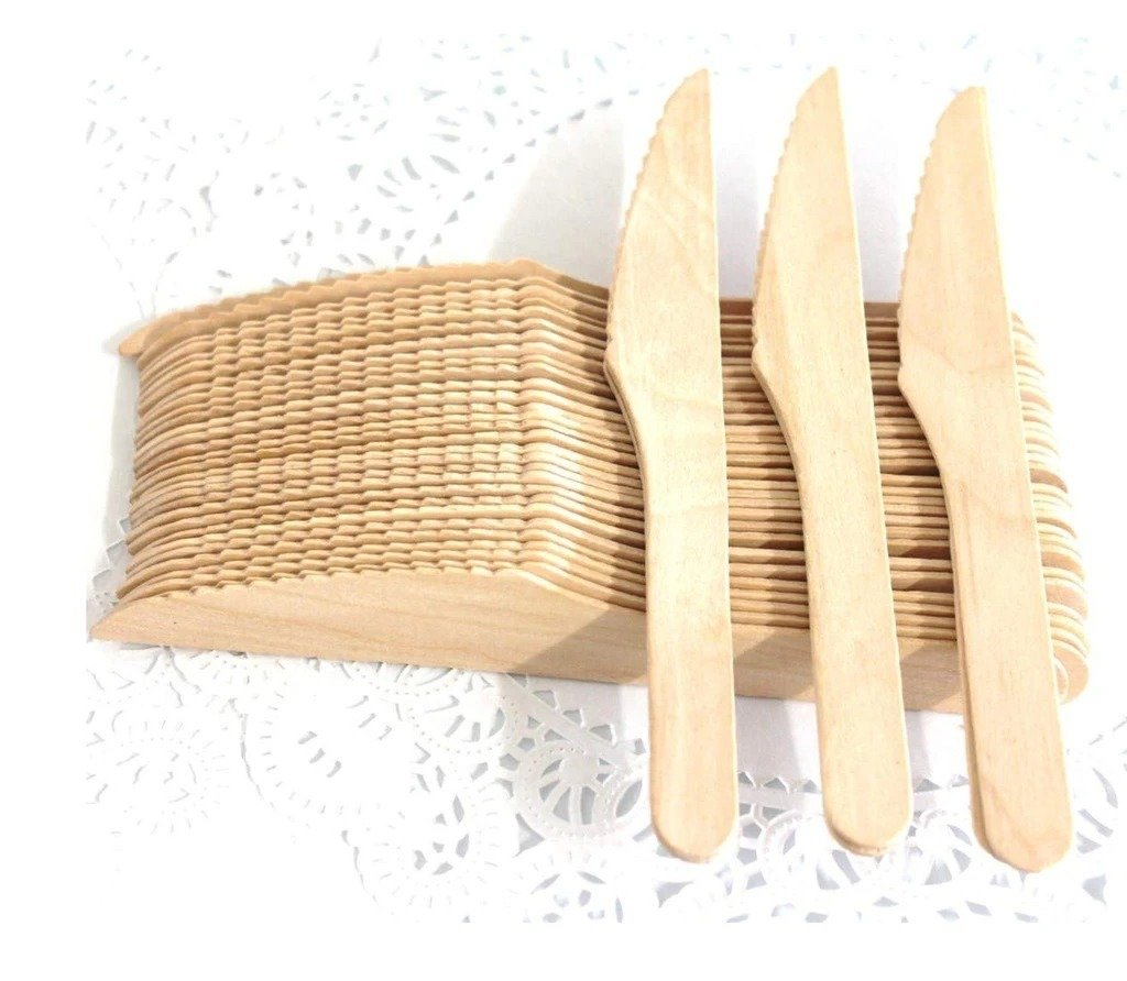 3225 Disposable Eco-friendly Wooden Knifes (Pack of 100) - SkyShopy