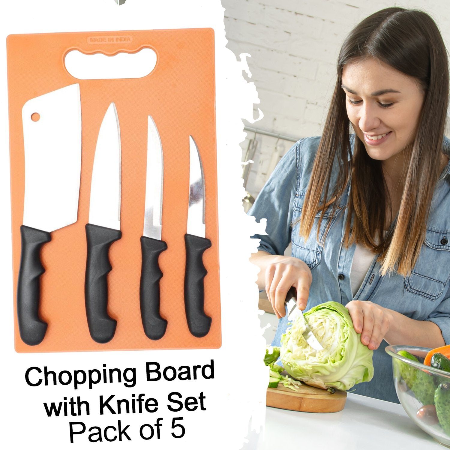 2572 Chopping Board with Knife Set (Pack of 5)