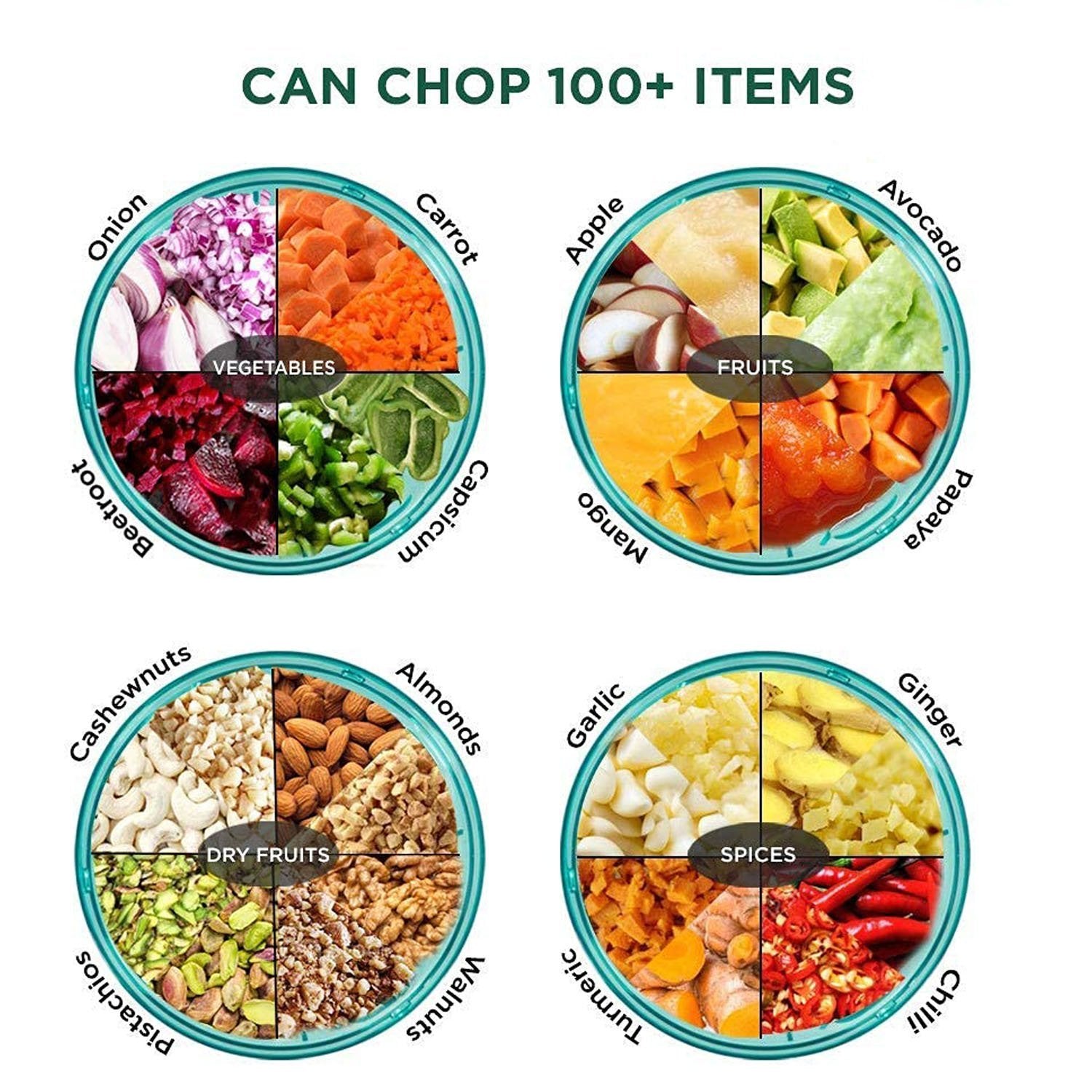 2197 Manual Food Chopper, Compact & Powerful Hand Held Vegetable Chopper(900ml)