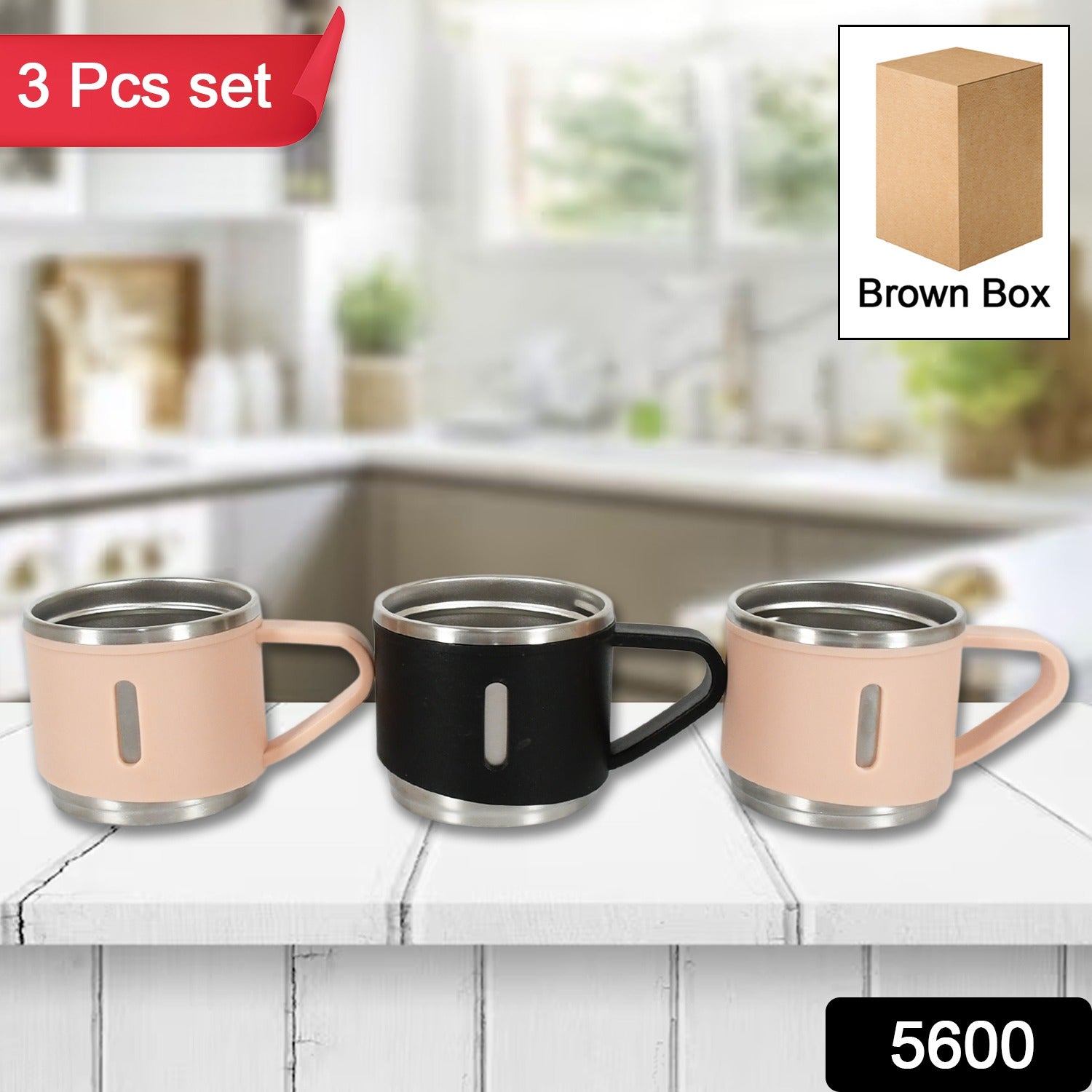Stainless Steel Vacuum Coffee / Tea Cup, Tea Mug Hot Insulated Double Wall Stainless Steel, Coffee, and Milk Cup with Handle Easy To Carry: Coffee Cup (1 Pc / 3 pc / 6 pc)