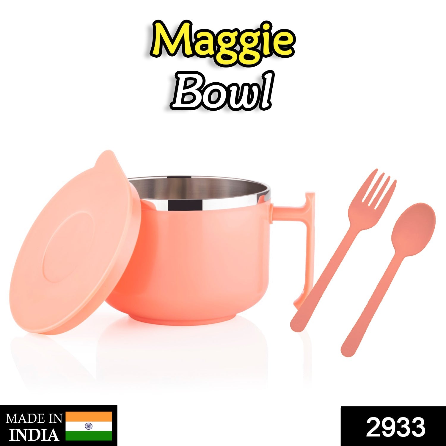 2933 Maggie Bowl with Lid and Handle, Soup Bowls for Easy Perfect Breakfast Cereals, Fruits, Ramen, Beverages,Essentials, Dishwasher Safe Double Layer DeoDap