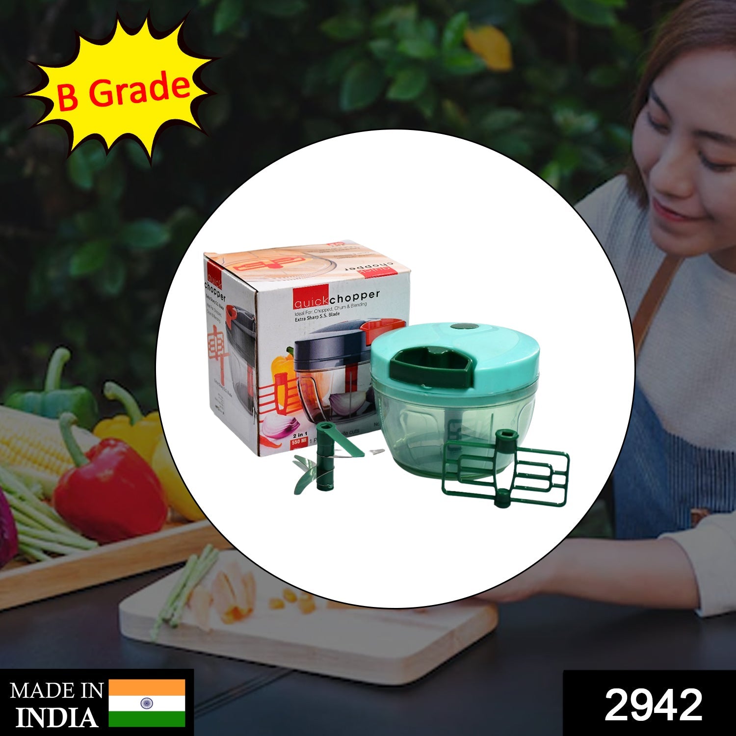 2942 2in1 Speedy Chopper With Easy to Chop Vegetable 550Ml DeoDap