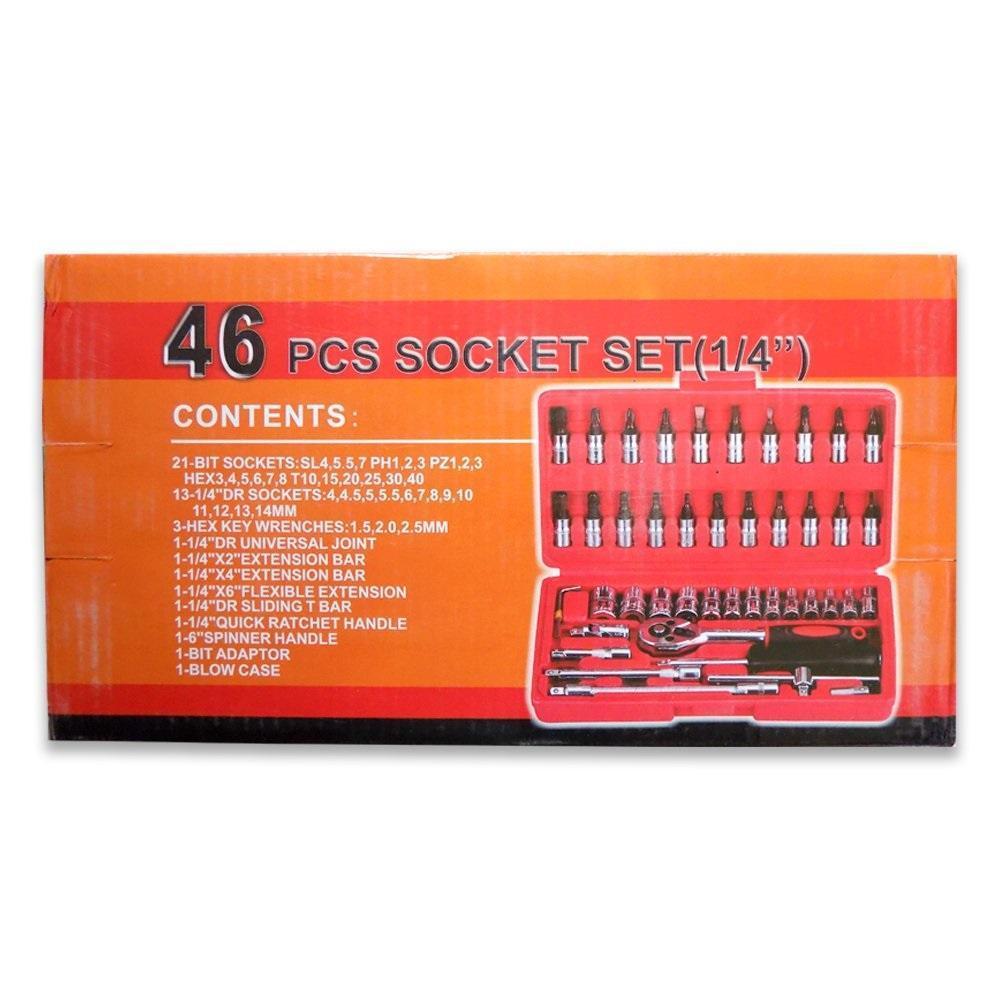 0422 Socket 1/4 Inch Combination Repair Tool Kit (Red, 46 pcs) - SkyShopy
