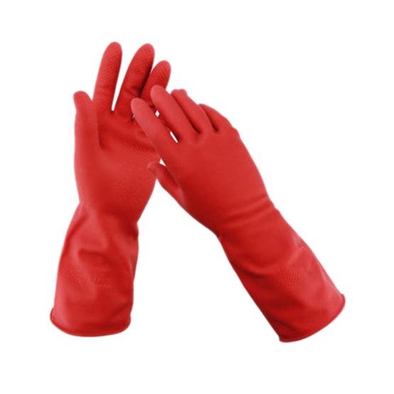 0661 - Flock line Reusable Rubber Hand Gloves (Red) - 1pc - SkyShopy
