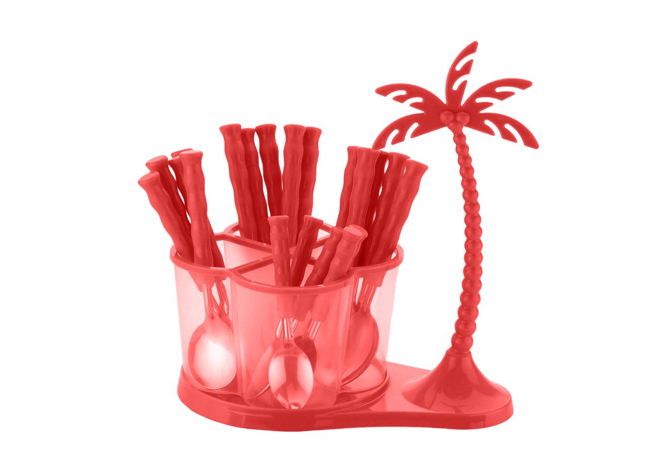 0111 Dining/Cutlery Set with Coconut Tree Design stand(24pcs) - SkyShopy