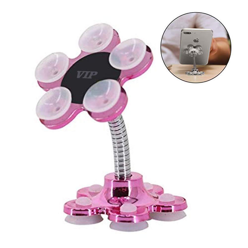 0637 -360 Rotatable Flower Shape Cellphone Holder Car & Mount Sucker Stand (Multicolored) - SkyShopy