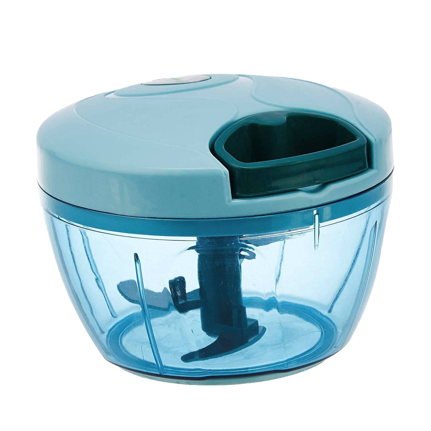 2072 3 BLADE MANUAL BLUE FOOD CHOPPER, COMPACT & POWERFUL HAND HELD VEGETABLE CHOPPER. DeoDap