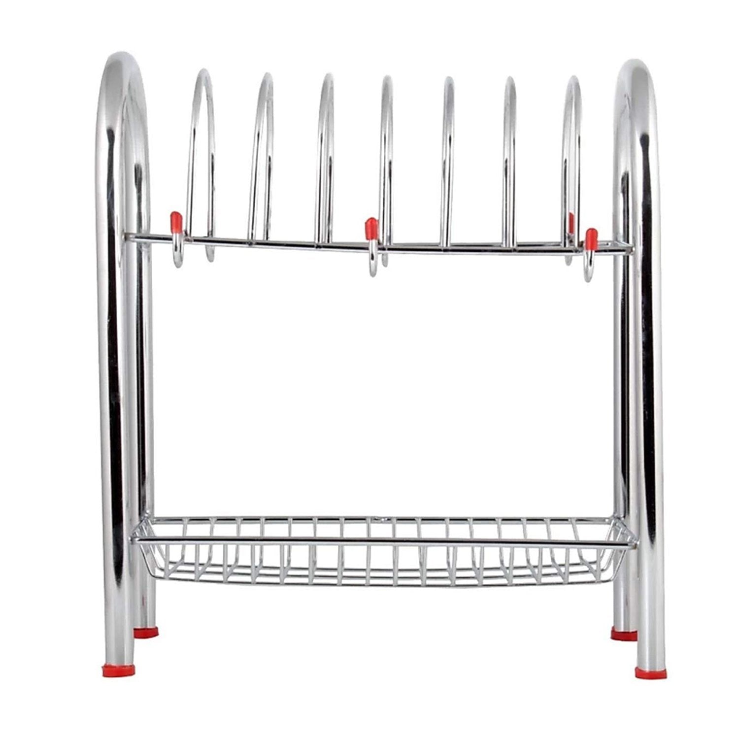 0746_Stainless Steel 2 Layer Plate & Bowl Stand Kitchen Utensil Rack/Cutlery Stand - SkyShopy