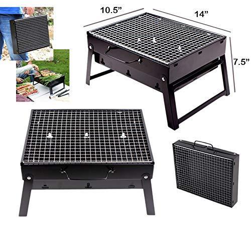 0126 Folding Barbeque Charcoal Grill Oven (Black, Carbon Steel) - SkyShopy