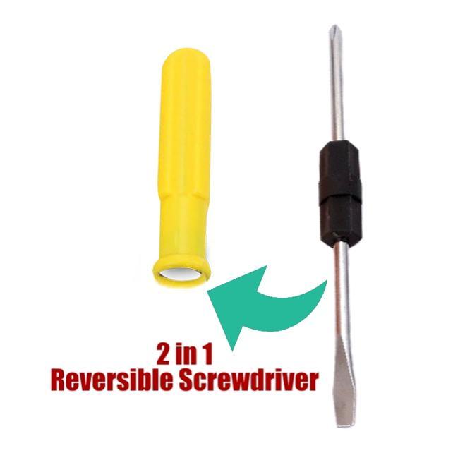 0600 Mini Pocket Size 2 in 1 Slotted Cross Head Double Sided Flat Magnetic Screwdriver with PVC Plastic Coated Handle - SkyShopy